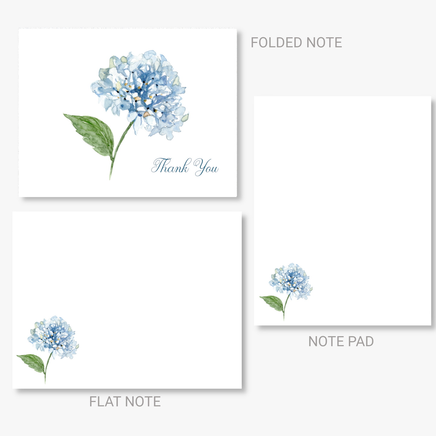 Blue Hydrangea Stationery Set