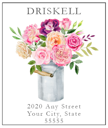 Bucket of Roses Printed Return Address Labels