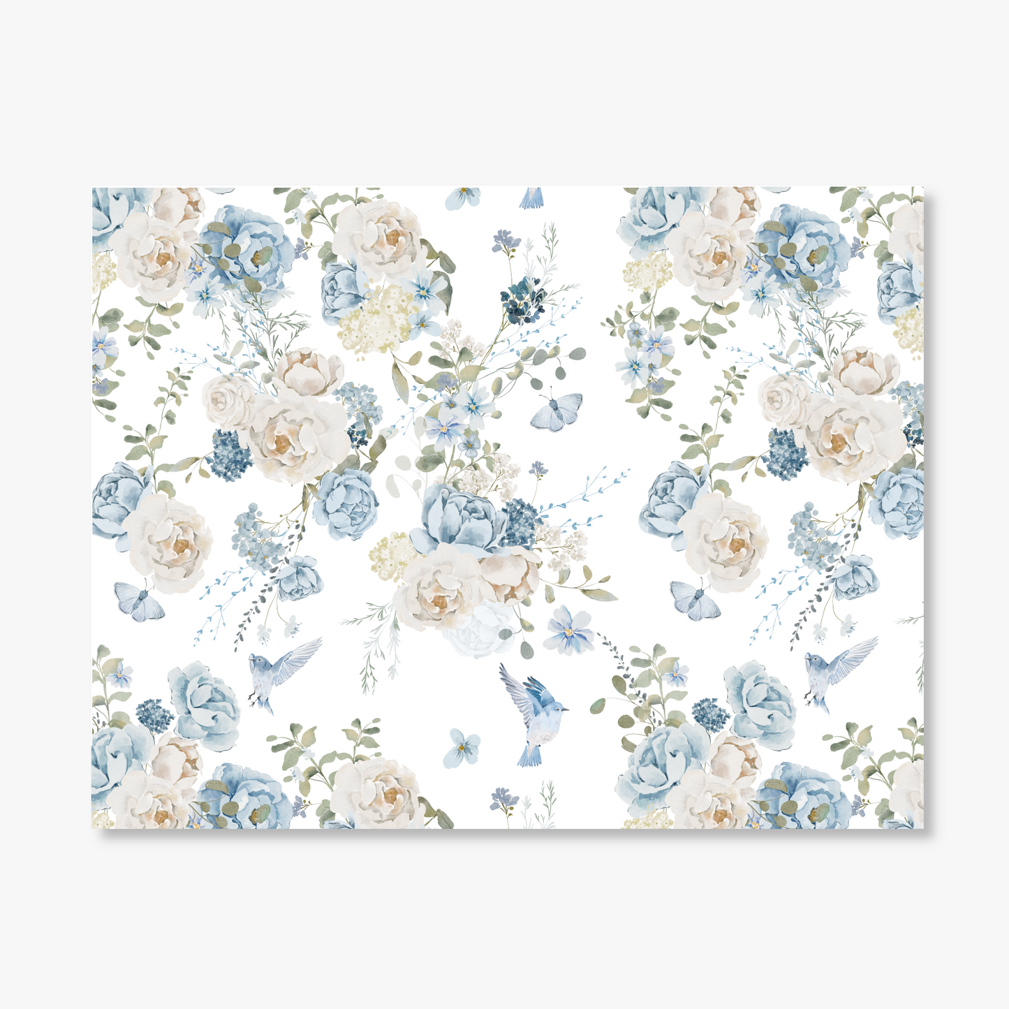 Blue Floral Pattern Note Cards