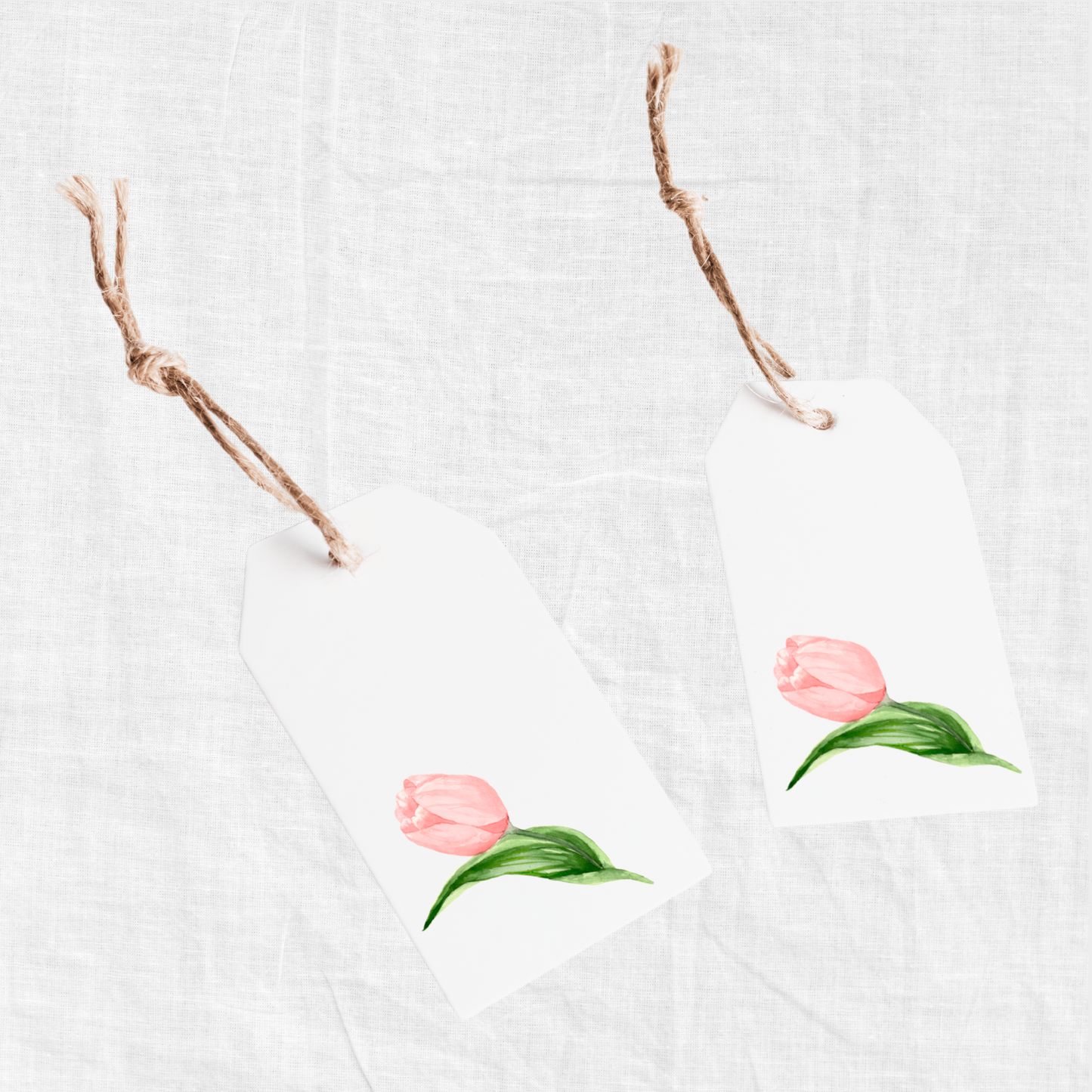 Pink Tulip Bud Printed Gift Tag