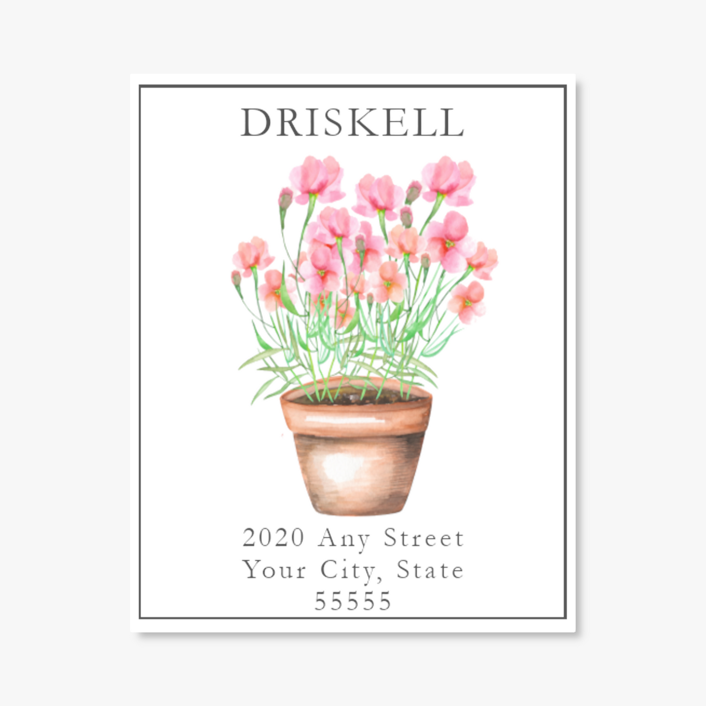 Pink Potted Floral Return Address Labels