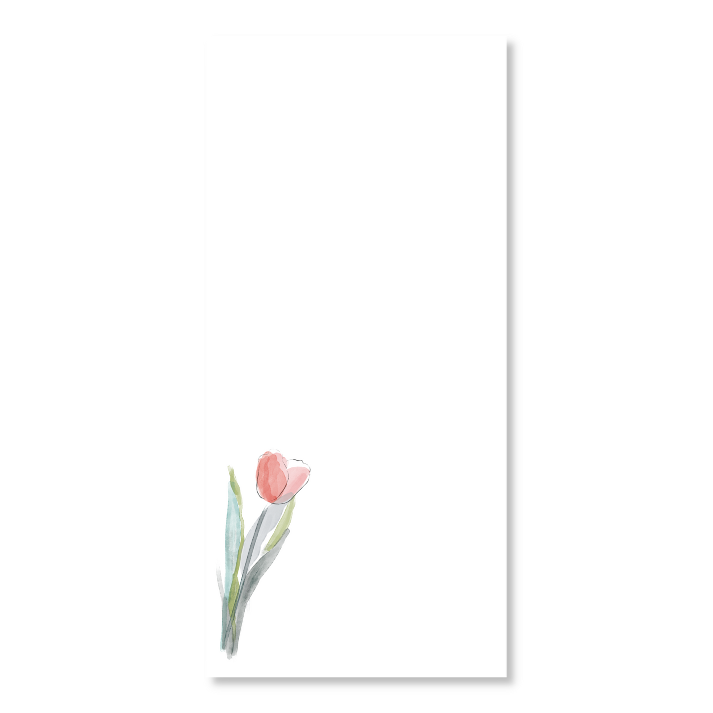 Line Art Watercolor Pink Tulip Long Note Pad | 50 sheets