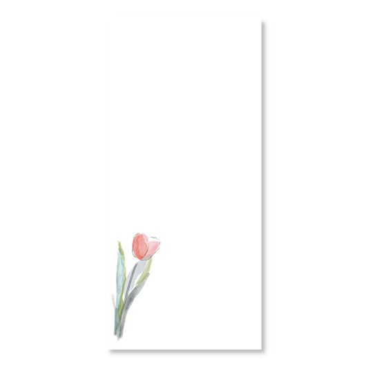 Line Art Watercolor Pink Tulip Long Note Pad | 50 sheets