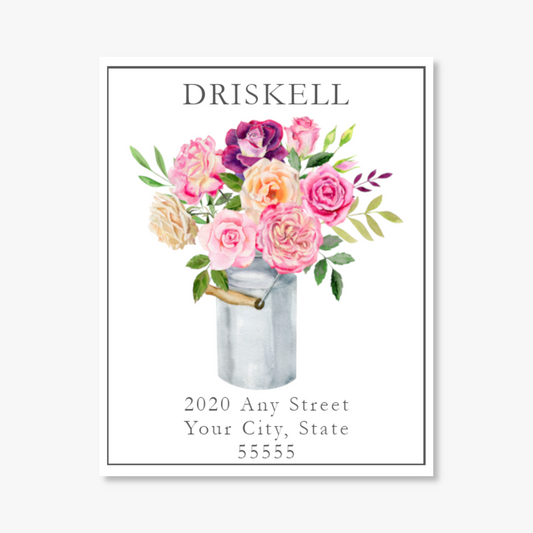 Bucket of Roses Printed Return Address Labels