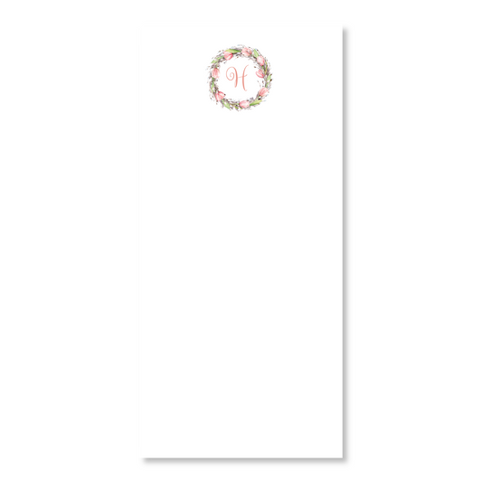 Tulip Wreath Monogrammed Long Note Pad