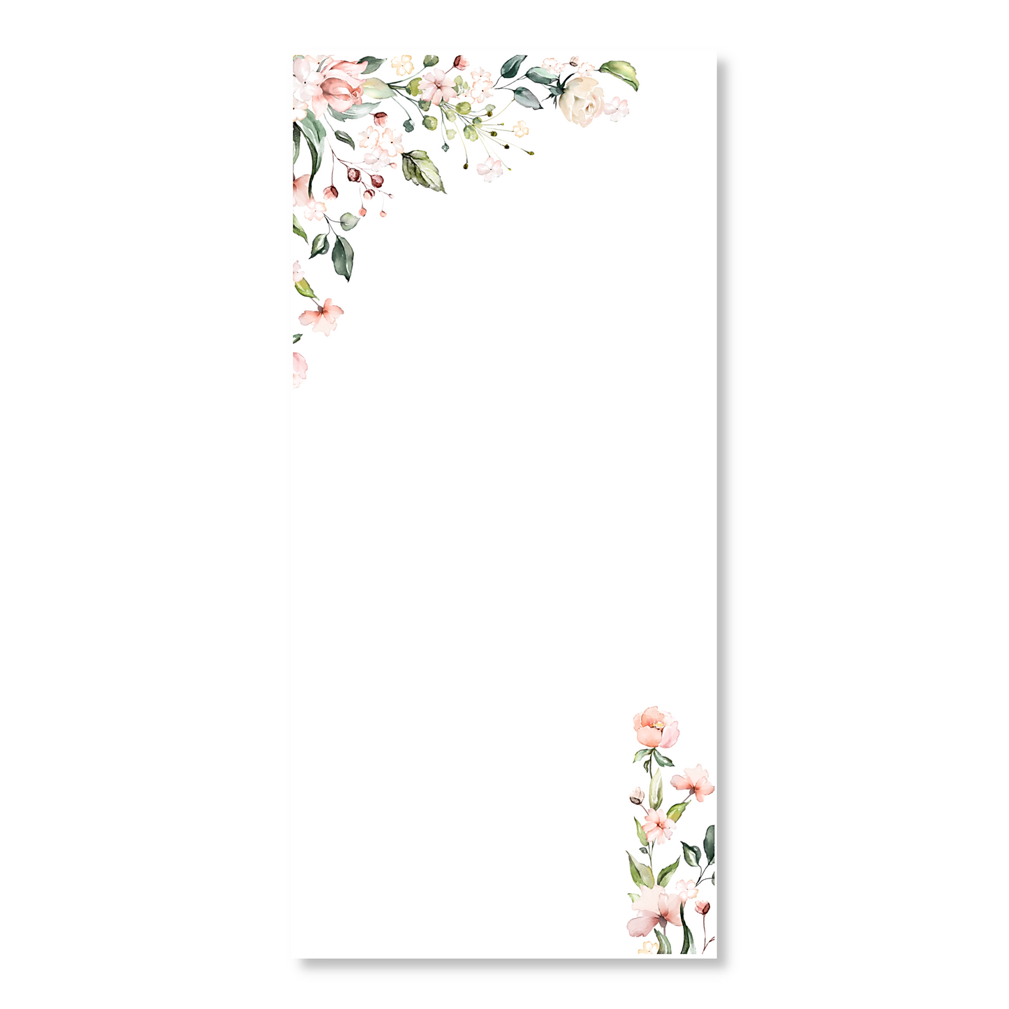 Pink Rose Cascade Watercolor Long Note Pad