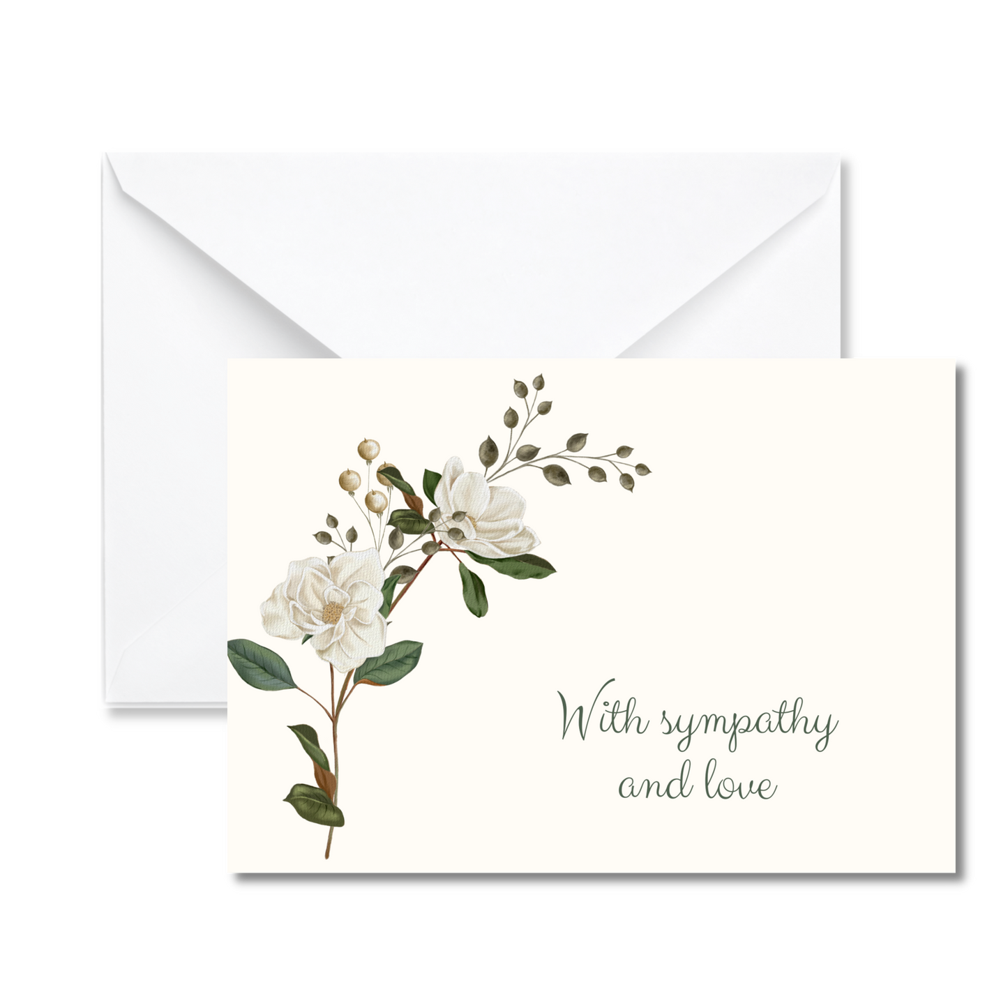 White Flower Branch Sympathy Card