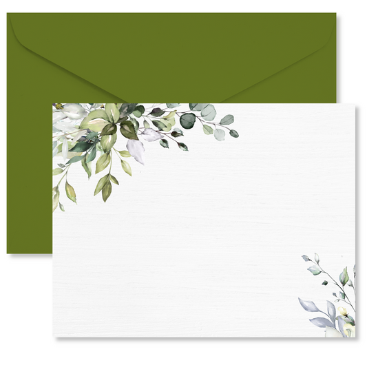 Lush Greenery Flat Note Card Set