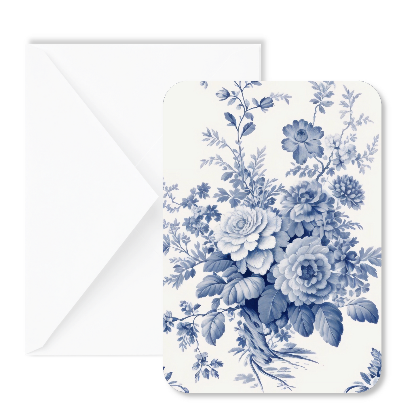 Blue Toile Floral Mini Note Cards