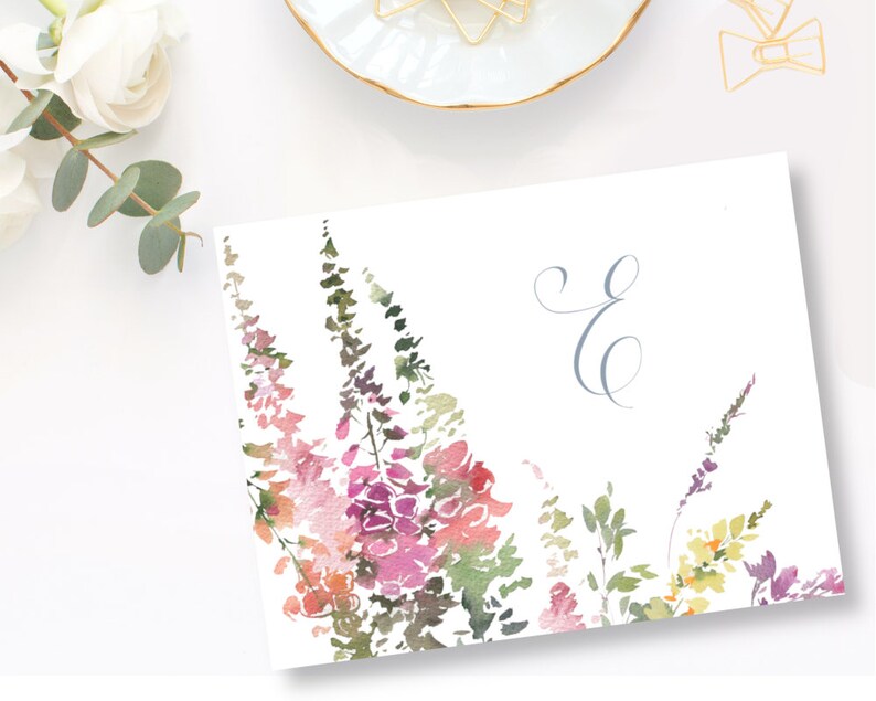 Floral Monogram Note Cards