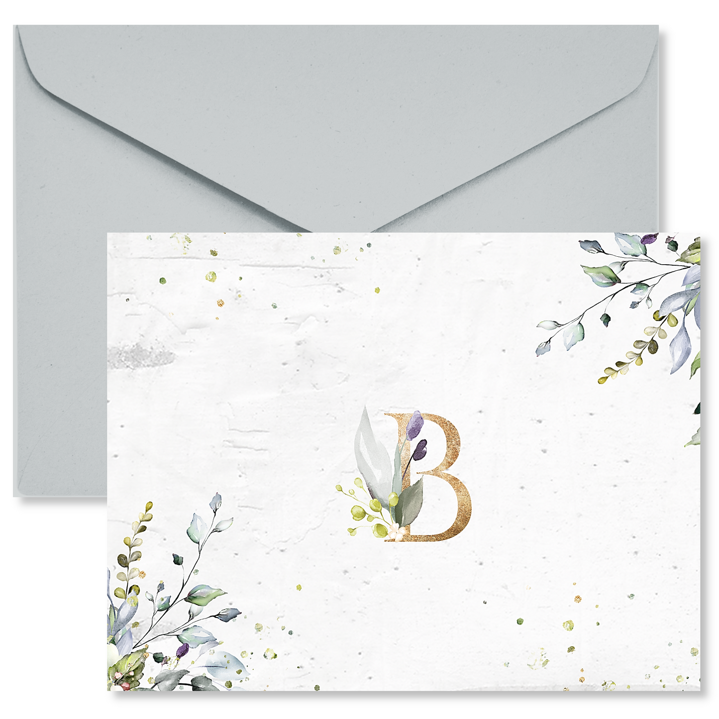 Greenery Accent Monogrammed Notes