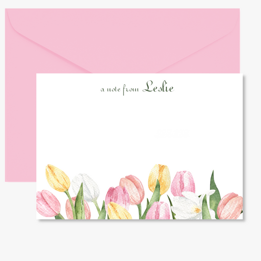 Pastel Tulip Border Flat Notes