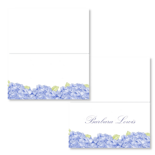 Blue Hydrangea Border Printed Place Cards