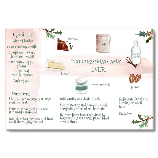 Christmas Candy Printed Illustrated Recipe Cards