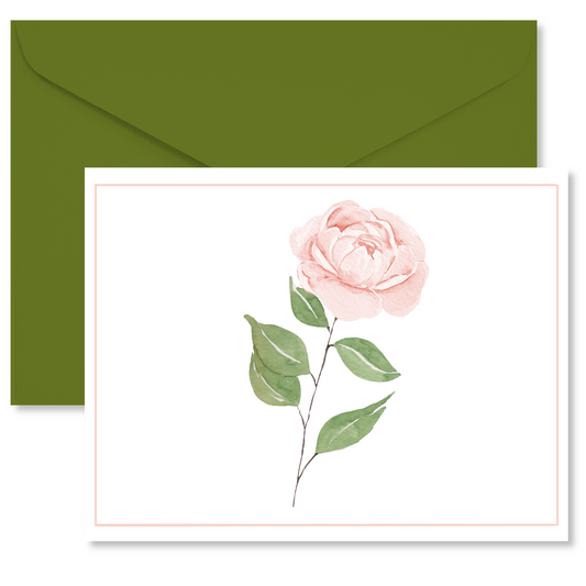 Pink Long Stem Rose Note Cards