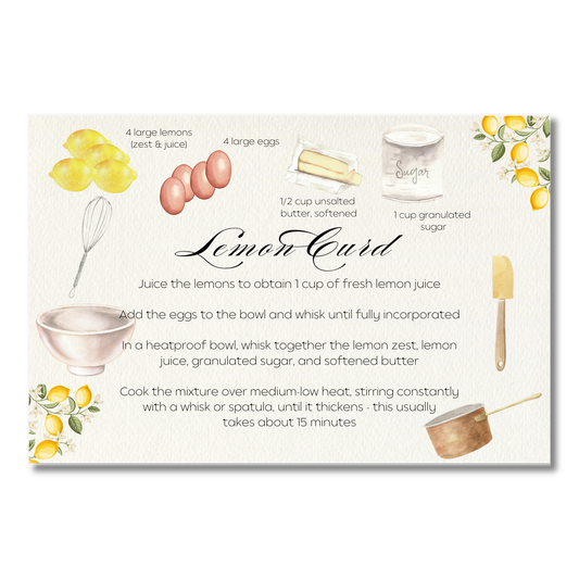 Lemon Curd Illustrated Printed Recipe Cards