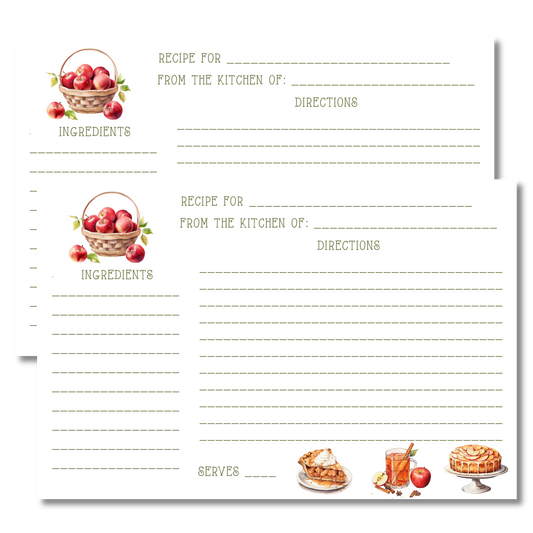 Fruit Desserts Watercolor Printed Recipe Cards