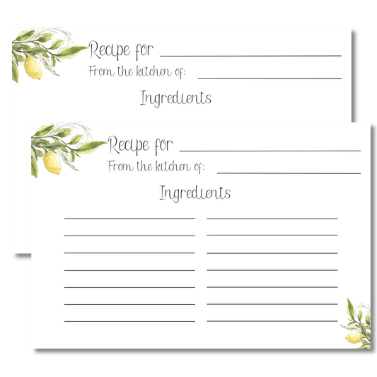 Printed Lemons Recipe Card