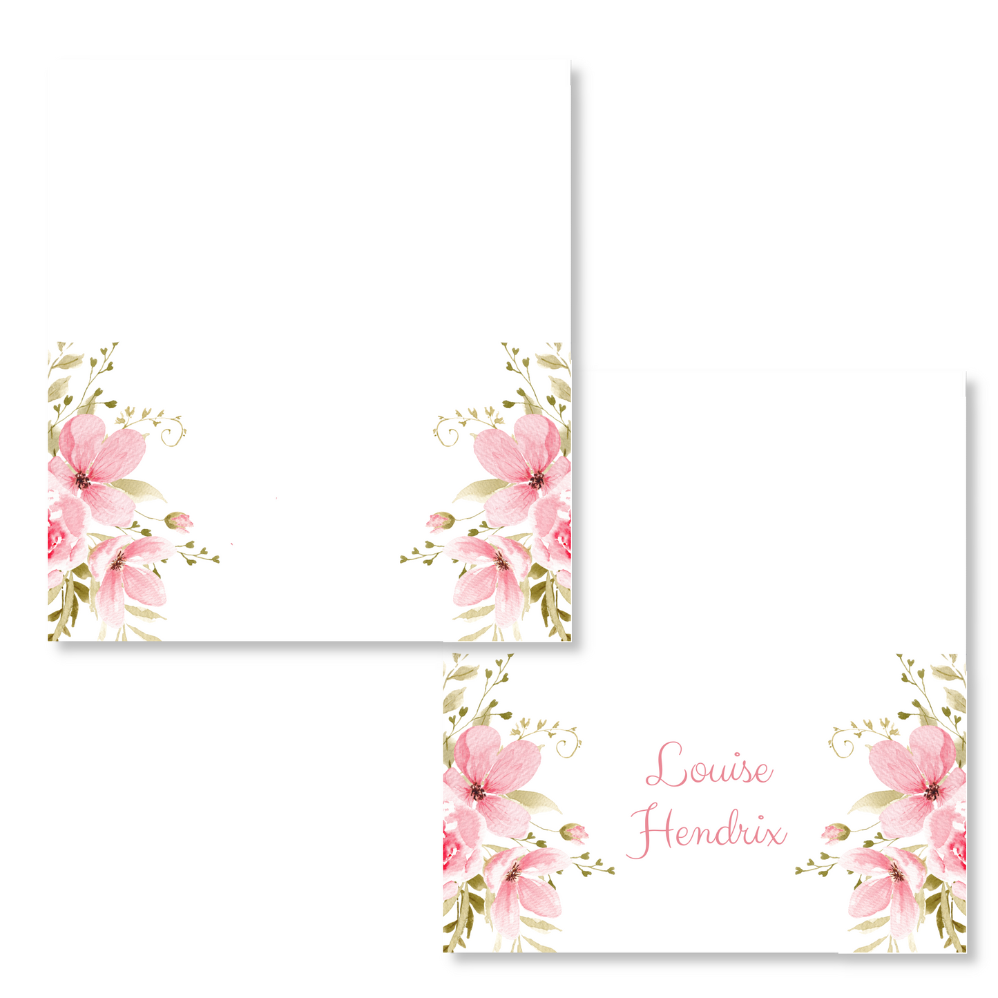 Pink Floral Printed Place Cards