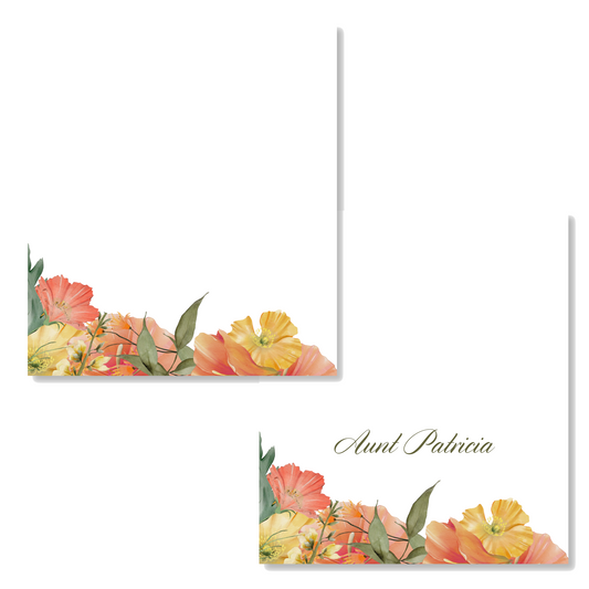 Autumn Poppies Printed Place Cards