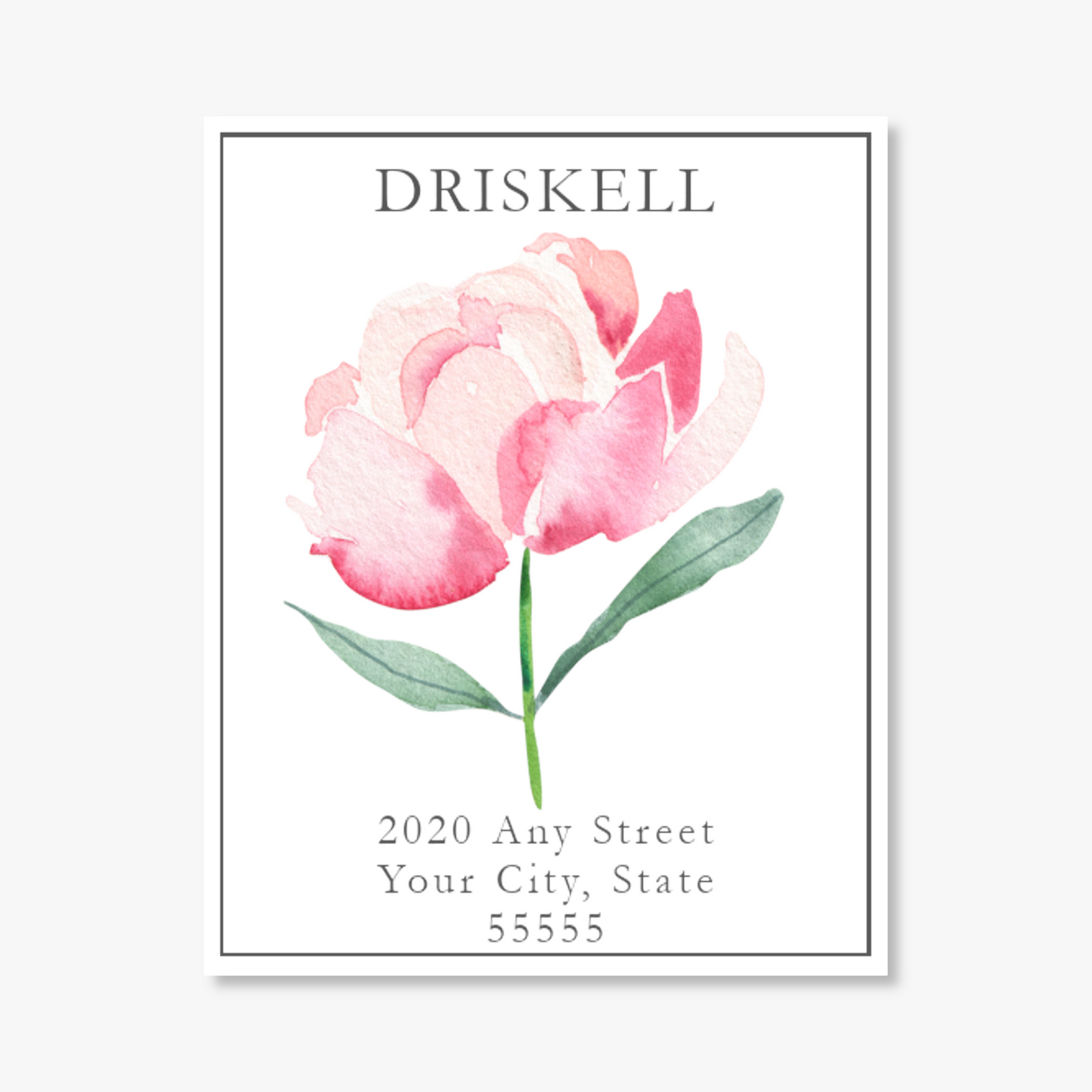 Rose in Bloom Printed Return Address Labels