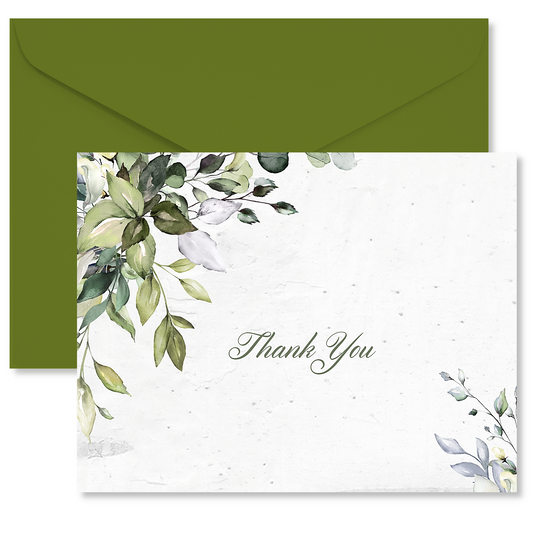 Greenery and  Leaves Thank You Notes