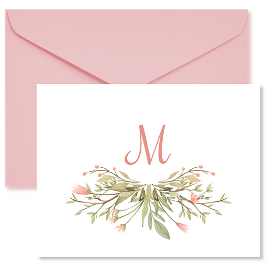 Floral Swag Monogram Note Cards