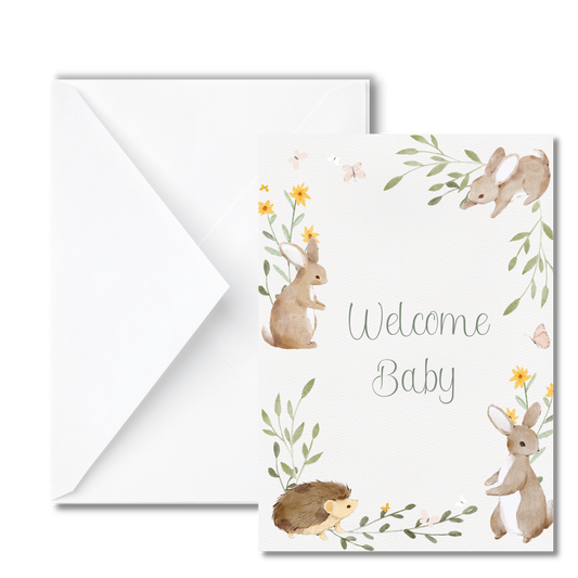 Woodland Animals Welcome Baby Card