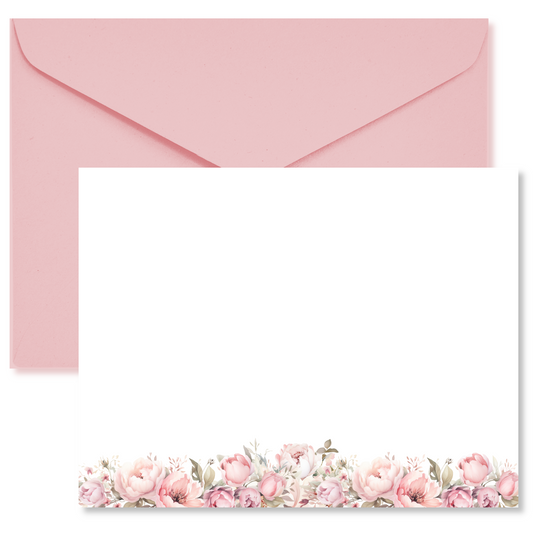 Pink Peony Border Flat Notes