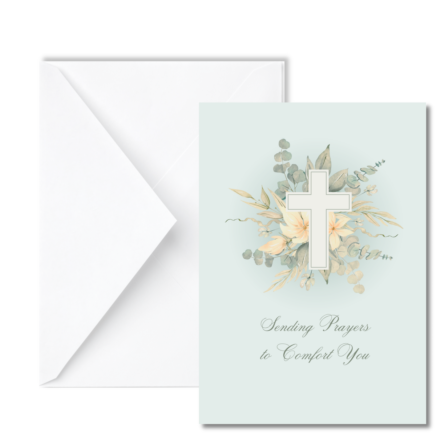 Religious Floral Cross Sympathy Card