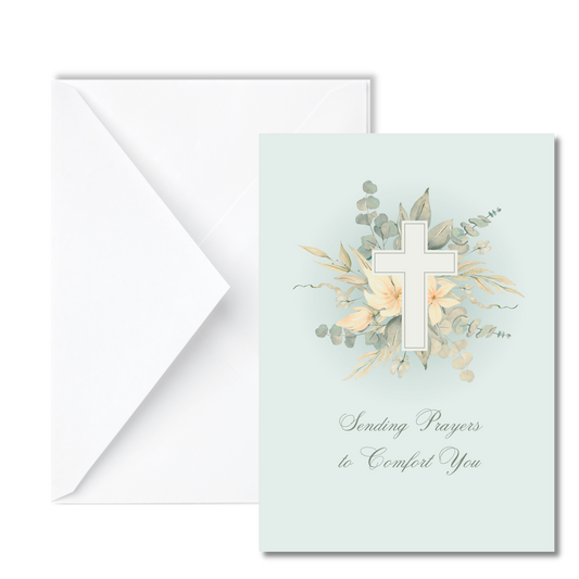 Religious Floral Cross Sympathy Card