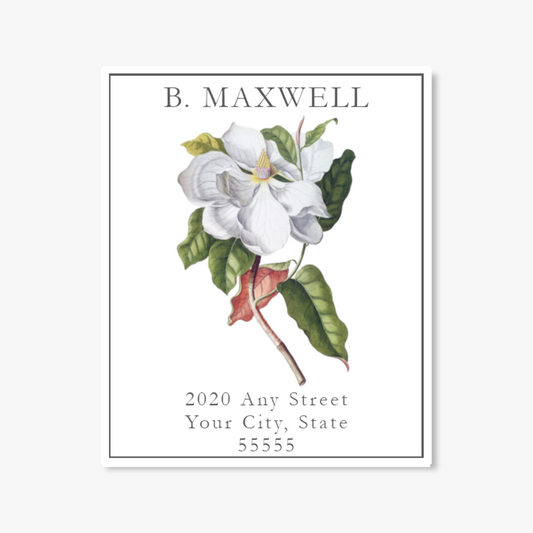 Botanical Magnolia Printed Return Address Labels | Sheet