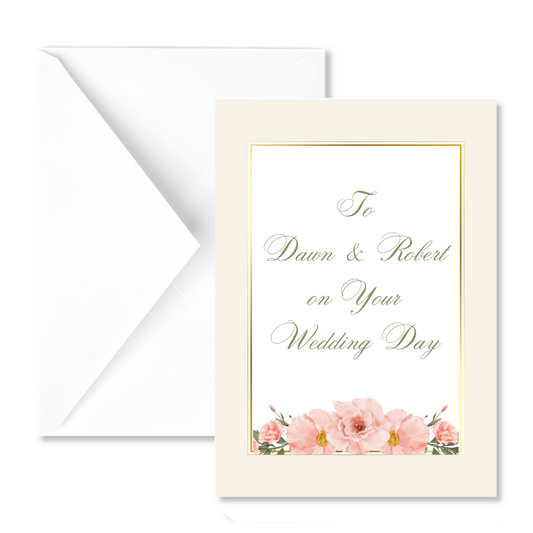 Personalized Rose Floral Wedding Day Card