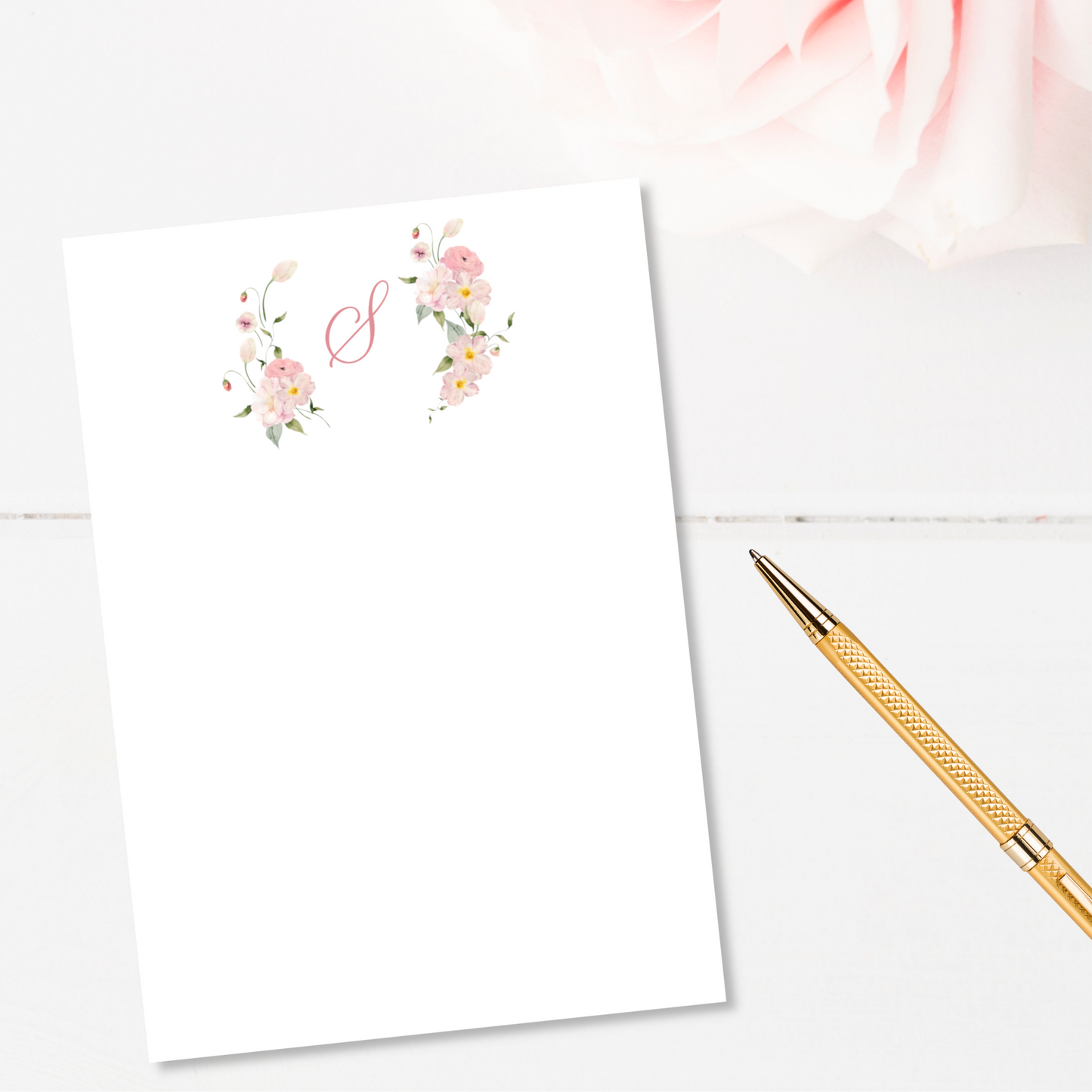 Floral Accent Monogram Note Pad