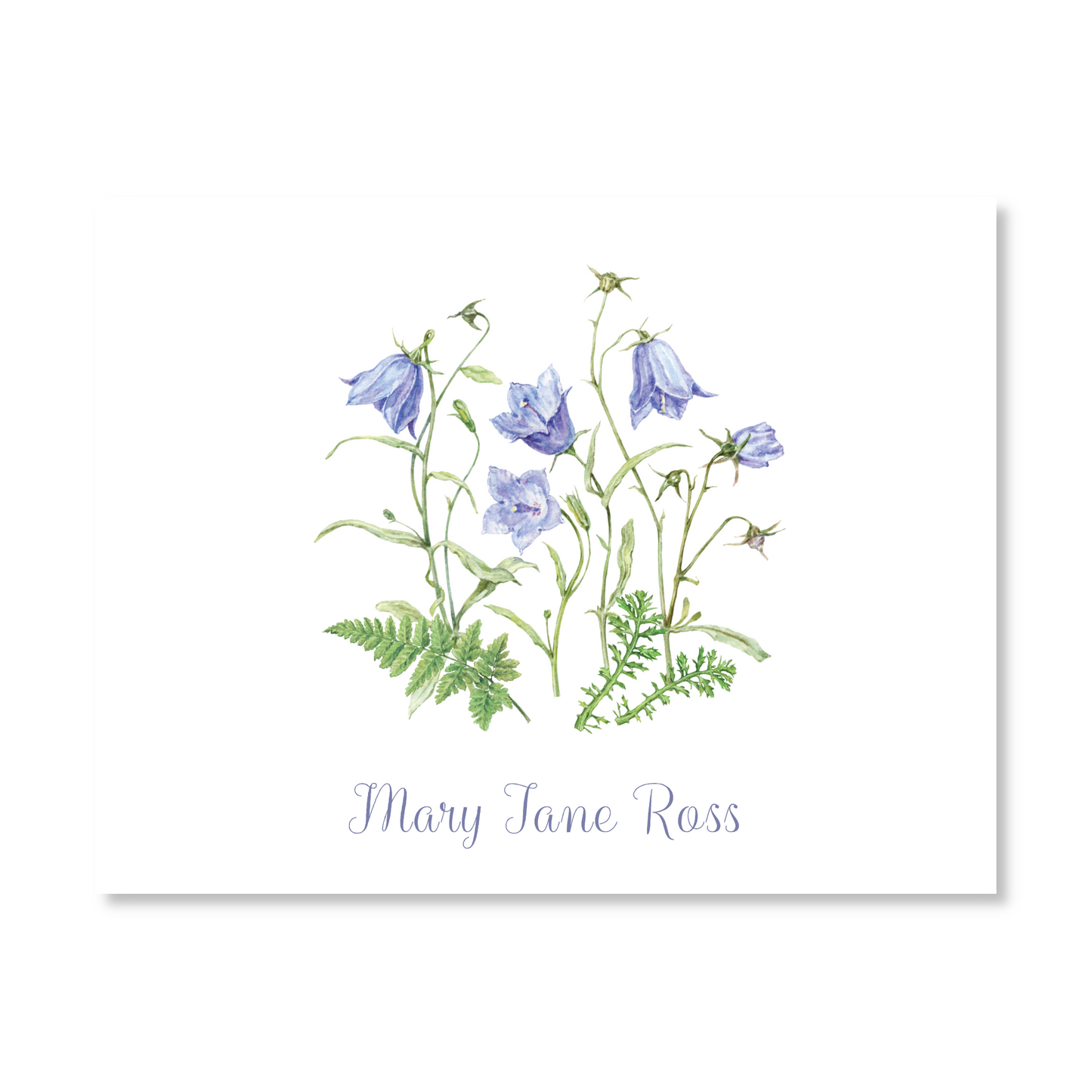 Watercolor Bellflower Personalized Thank You Note Cards