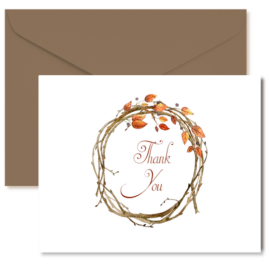 Autumn Grapevine Wreath Note Cards