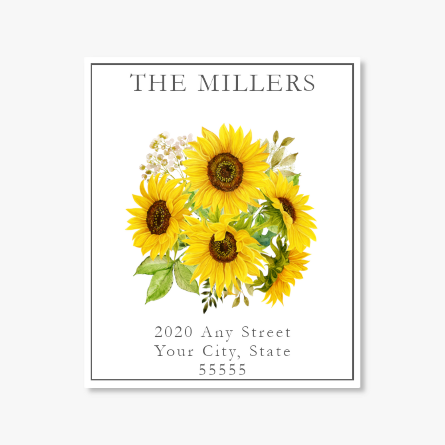 Bold Yellow Sunflower Printed Return Address Label