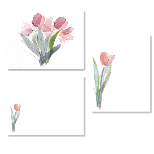 Delicate Line Art Tulips Stationery Set